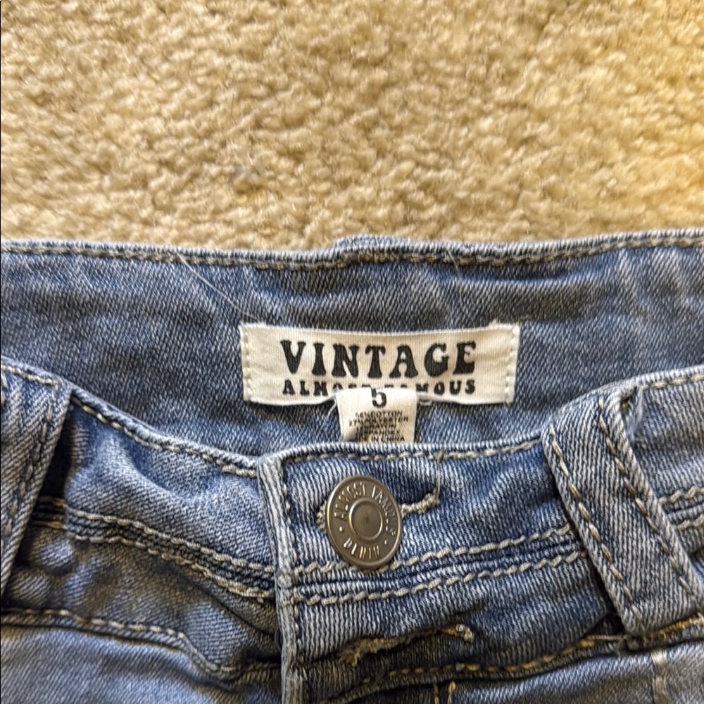 Vintage Blue Jean Shorts with Distressed Hem - Picture 2 of 3
